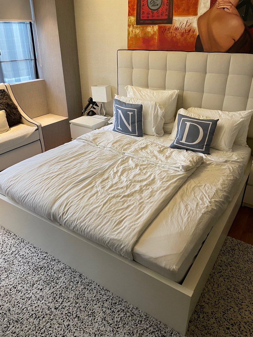 IKEA Malm King Size Bed with Mattress, Furniture & Home Living