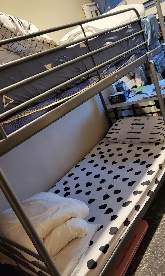 Ikea SVARTA bunk bed metal silver. Bed Frame only., Furniture & Home