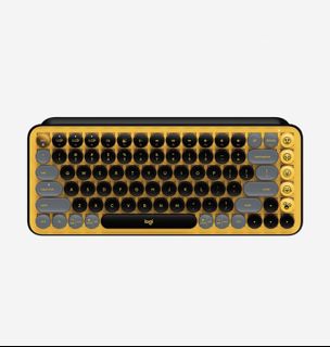 Logitech pop keys mechanical wireless keyboard yellow and black
