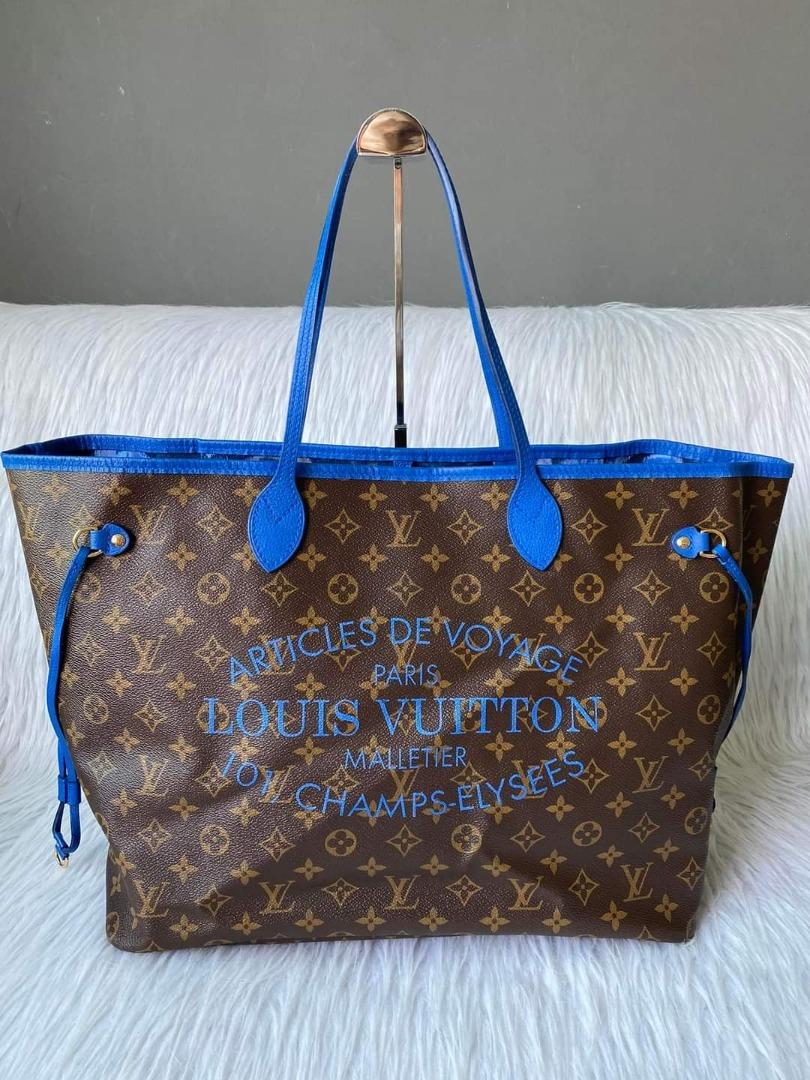 ▪️Louis Vuitton Neverfull GM Ikat (limited edition) ▪️ ☑️Available in  Manila ✓Date code: TJ1143 ✓Condition: 8.8/10 ✓Material: Monogram coated  canvas with blue calfskin trim ✓Inclusion: None, Luxury, Bag