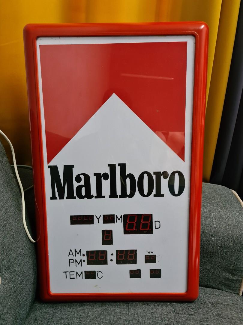 Marlboro Light Box And Clock, Furniture & Home Living, Home Decor