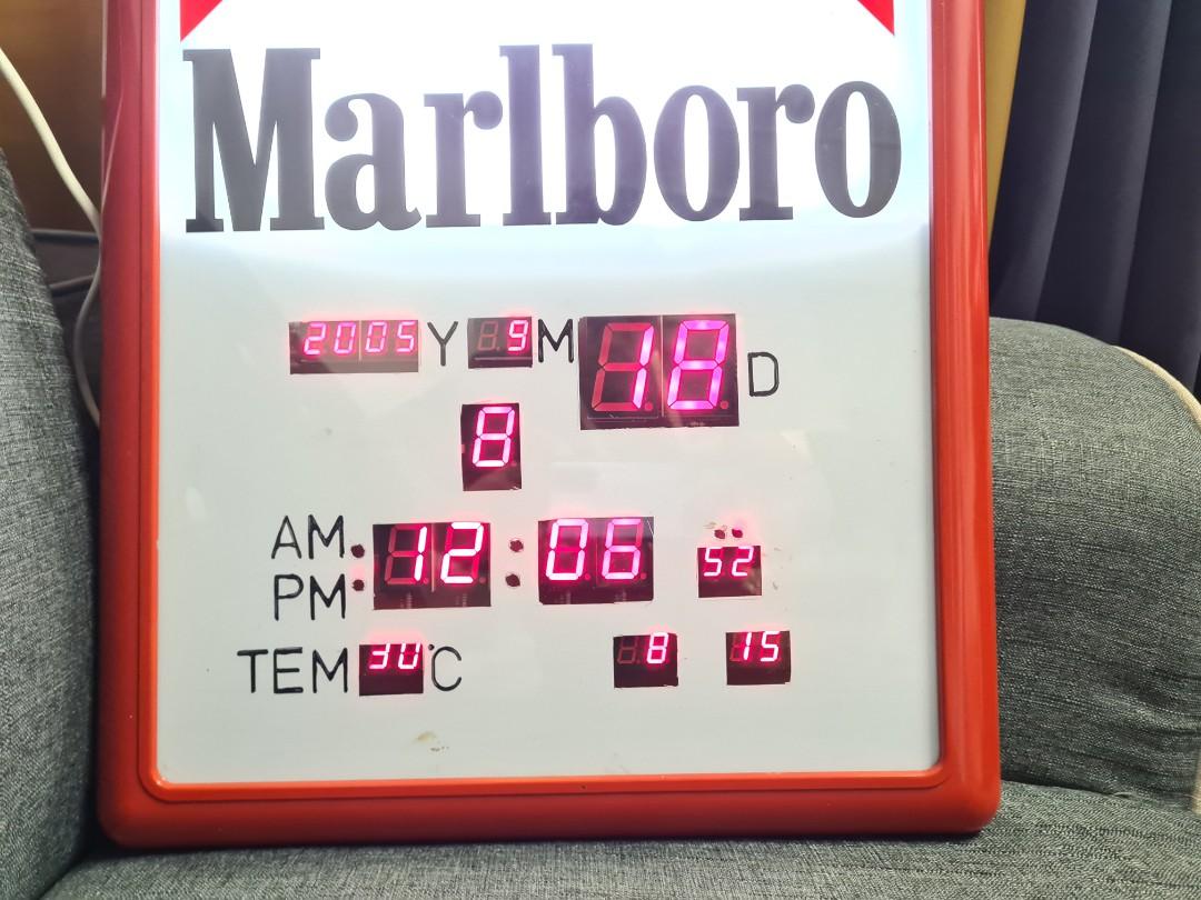 Marlboro Light Box And Clock, Furniture & Home Living, Home Decor