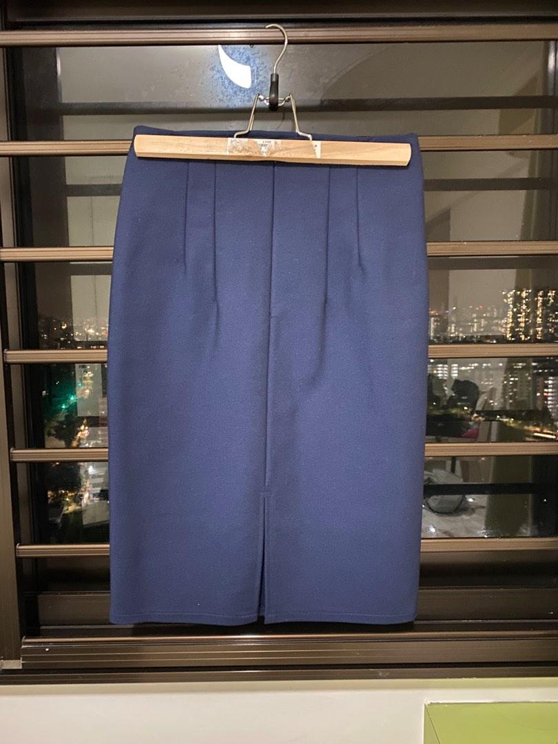 Women's Navy Blue Geometrical Pencil Skirt