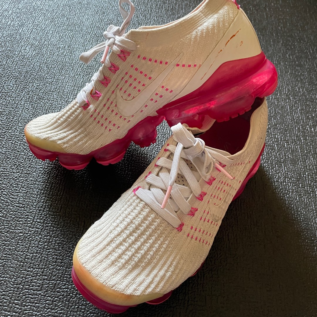 Nike AIR Vapormax Flyknit 白粉 粉紅 編織 女鞋 AJ6910005 冰塊鞋 耐吉 二手