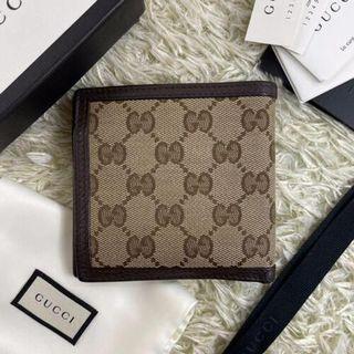 Original Luxury Gucci Men's Beige GG Canvas Bi-fold Wallet 150413 KY9LN