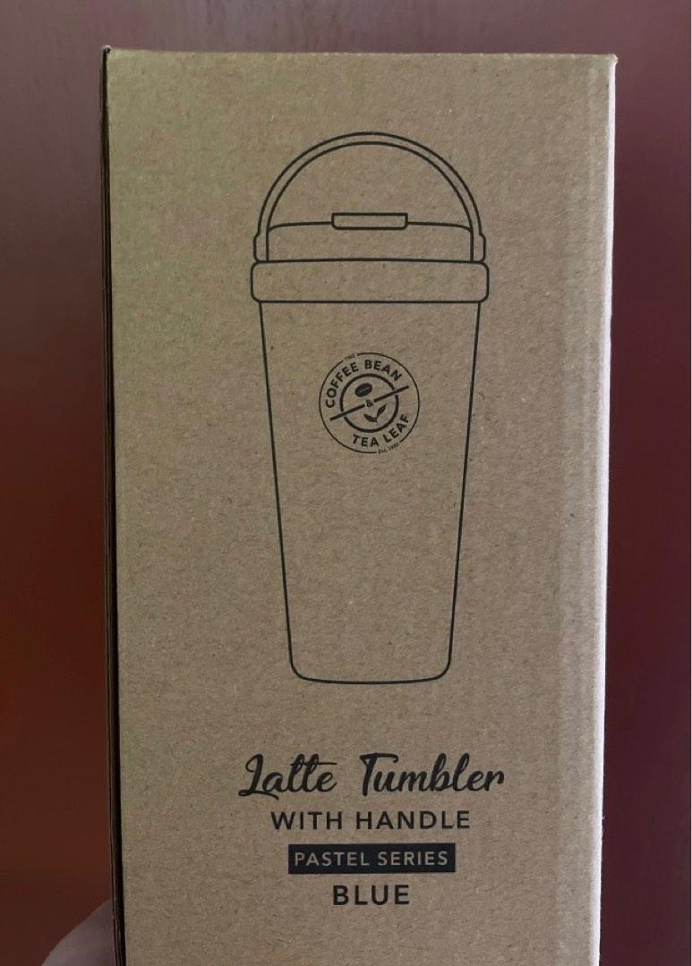 Pastel Blue Coffee Bean Tea Leaf Latte Tumbler with Handle (Pastel
