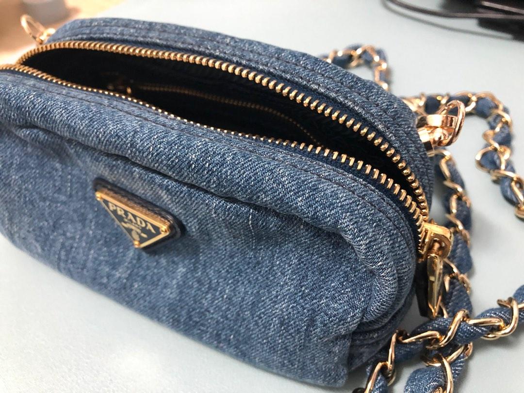 Prada denim pouch cheap
