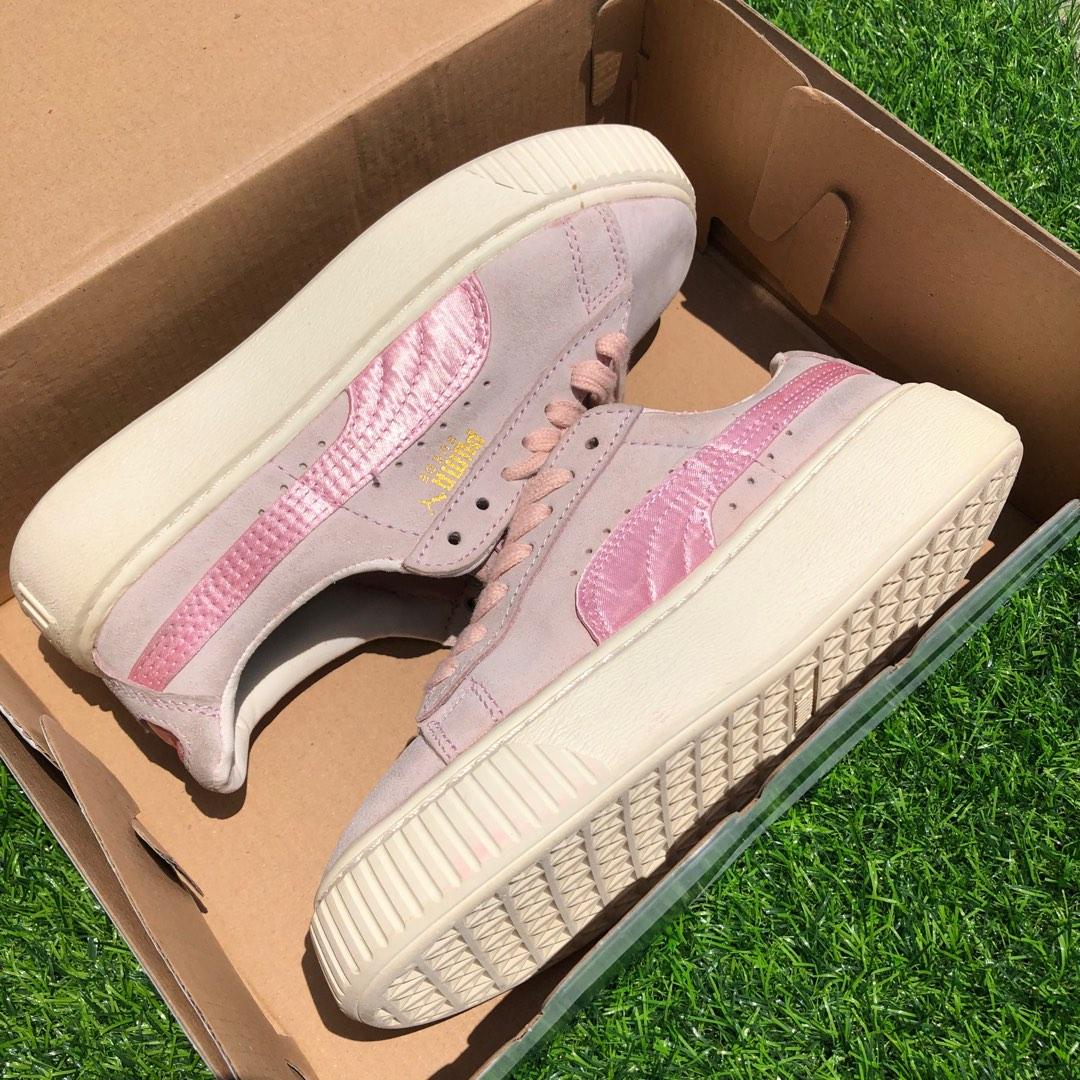 Puma Suede Platform Mono Satin Light Pink Free Box