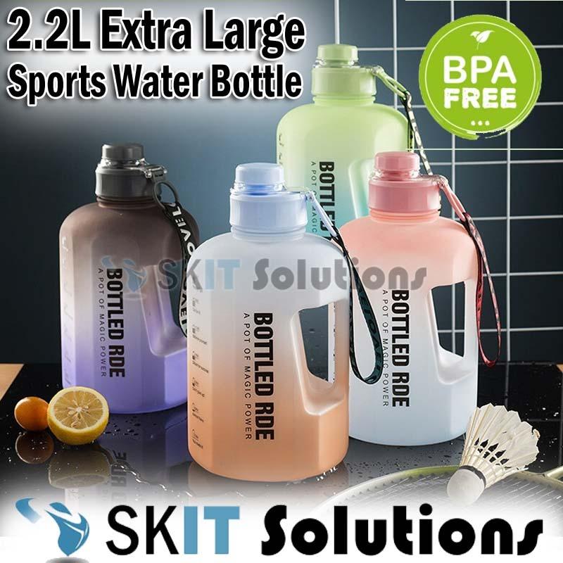 2.2L Large-capacity Water Bottle with Time Marker Portable Fitness Sports Water  Jug Gradient Color