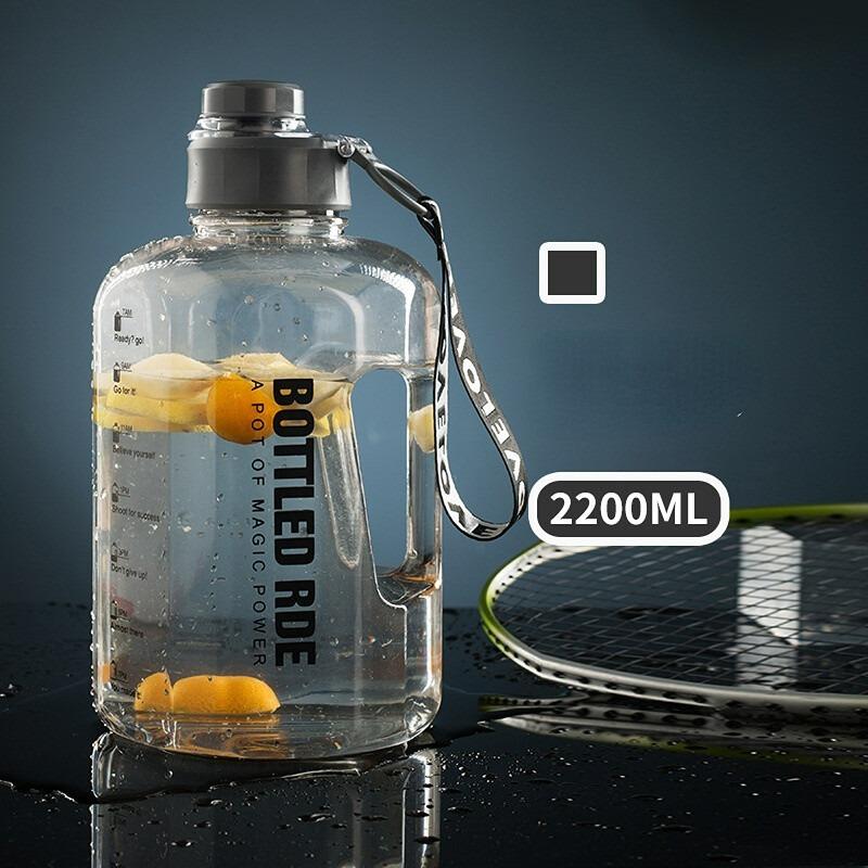 2.2L Large-capacity Water Bottle with Time Marker Portable Fitness Sports Water  Jug Gradient Color