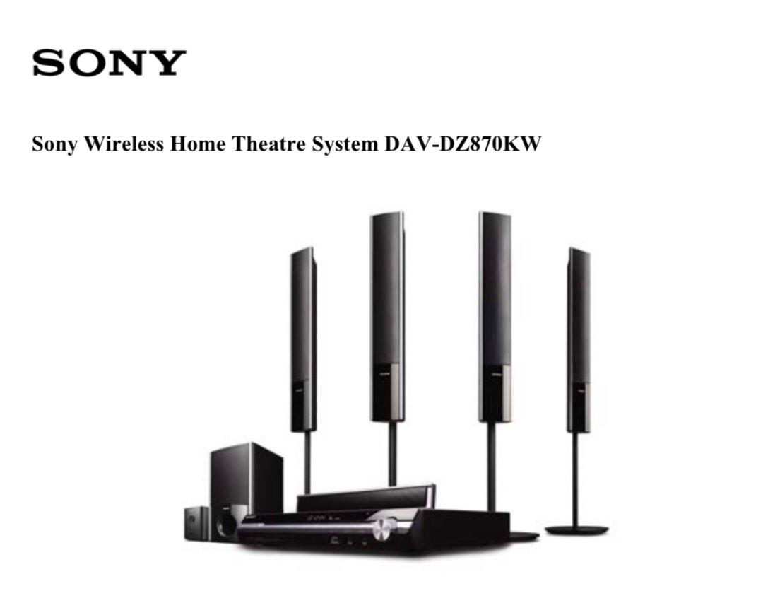Sony Wireless Home Theatre System DAVDZ870KW, 音響器材, 其他音響配件及設備 Carousell