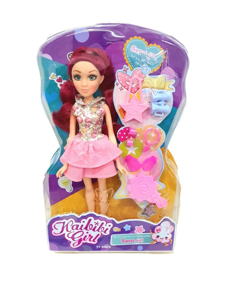 Sweet Girl Dress Up Fashion Doll with Eye Lashes and Colored Hair by