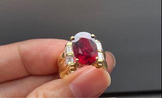 Very rare Pigeon blood red rubellite diamond ring