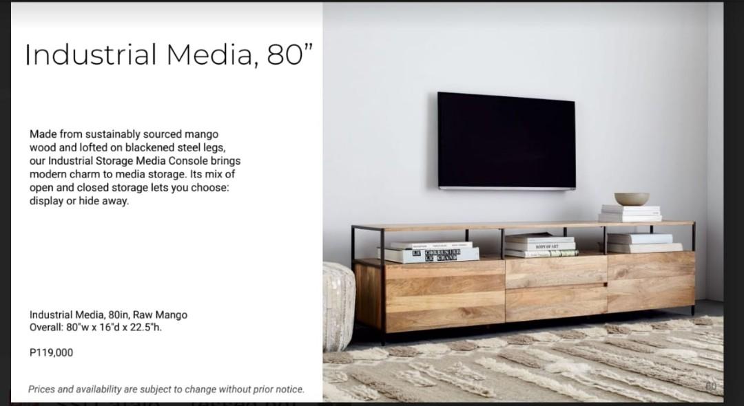 West Elm Mango Wood Media Console, Furniture & Home Living, Furniture