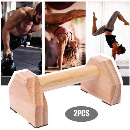 1 Pair Parallettes Gymnastics Calisthenics Handstand Bar Wooden Fitness  Exercise Tools Training Gear Push-Ups Double Rod Stand 