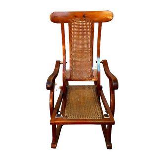 Wooden rattan vintage rocking chair