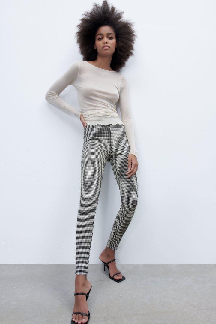 ZARA Check Leggings Black White