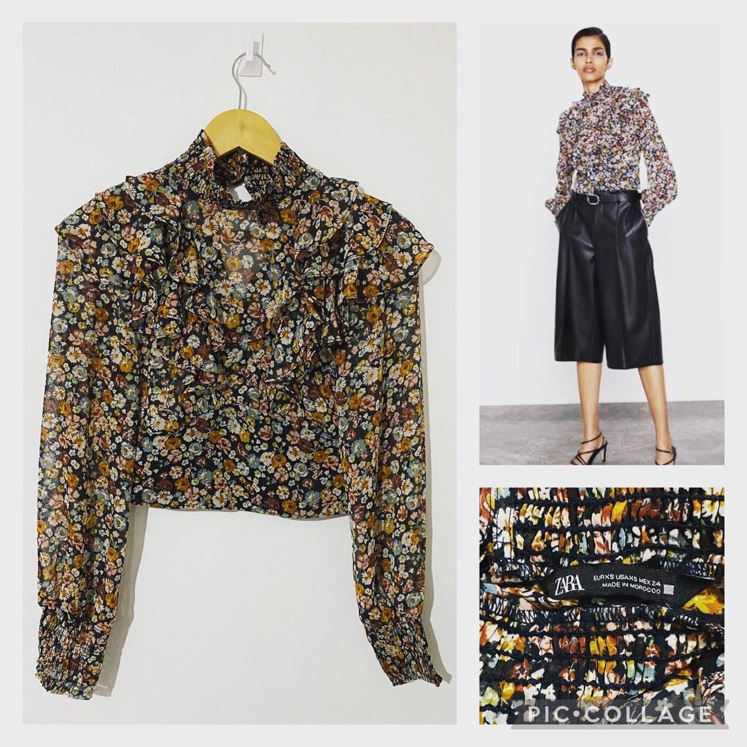 Zara floral print top, Women's Fashion, Tops, Blouses on Carousell