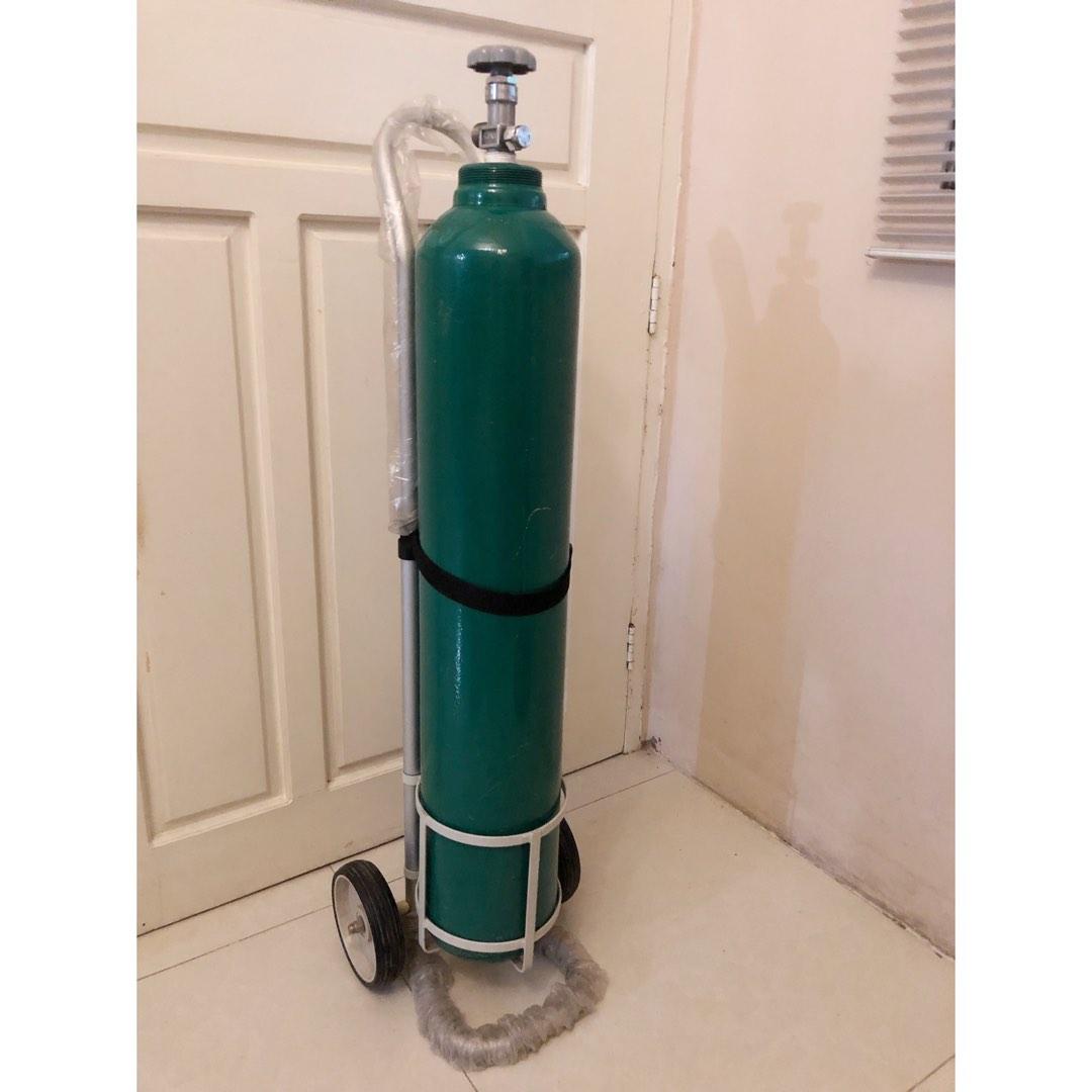 15 lbs Oxygen Tank with Cart and Gauge, Health & Nutrition, Medical Supplies & Tools on Carousell