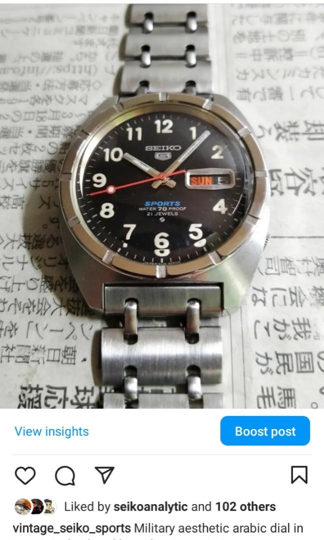 1968 Seiko 5 Rare JDM Military Arabic Proof Dial 70M Sports  精工五号稀有军事面盘70米体育款 6119-8140 (Original Bracelet), Luxury, Watches on Carousell