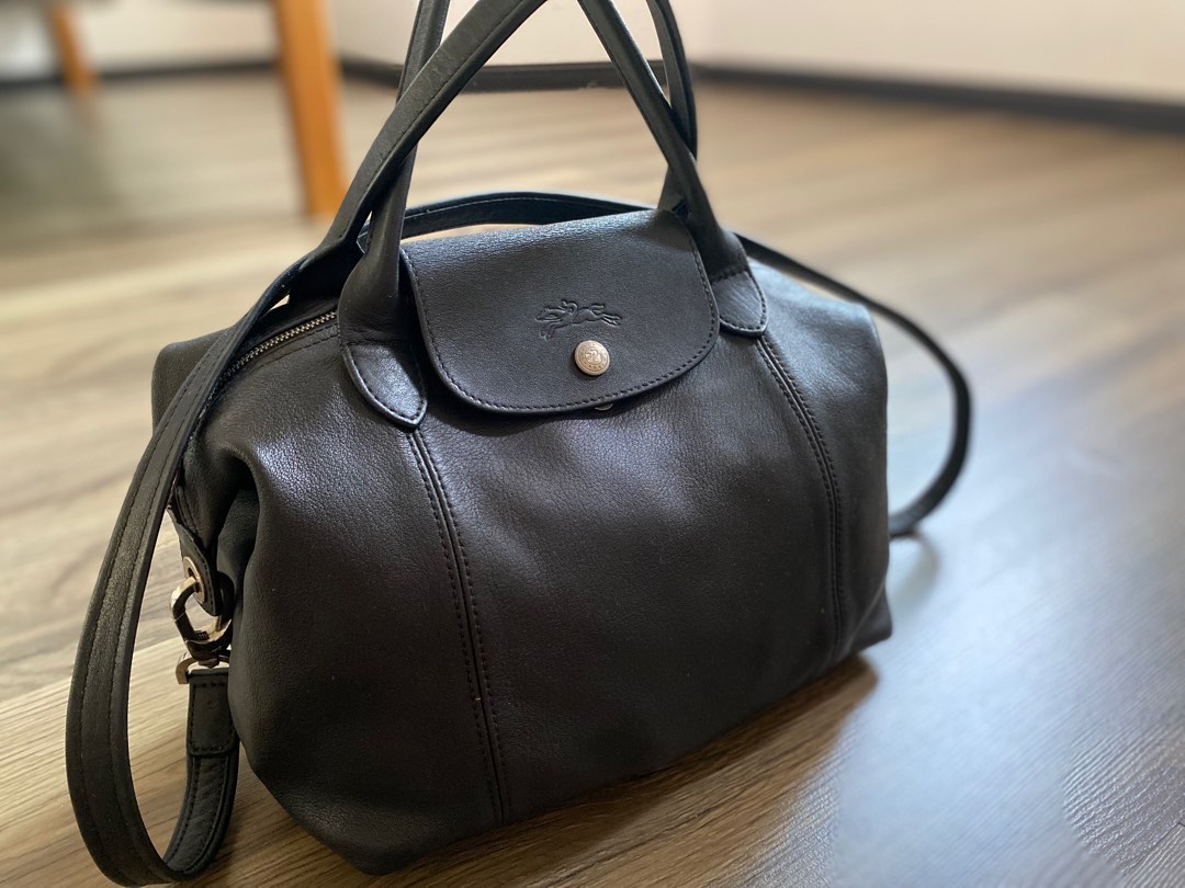Longchamp leather le pliage cuir hot sale
