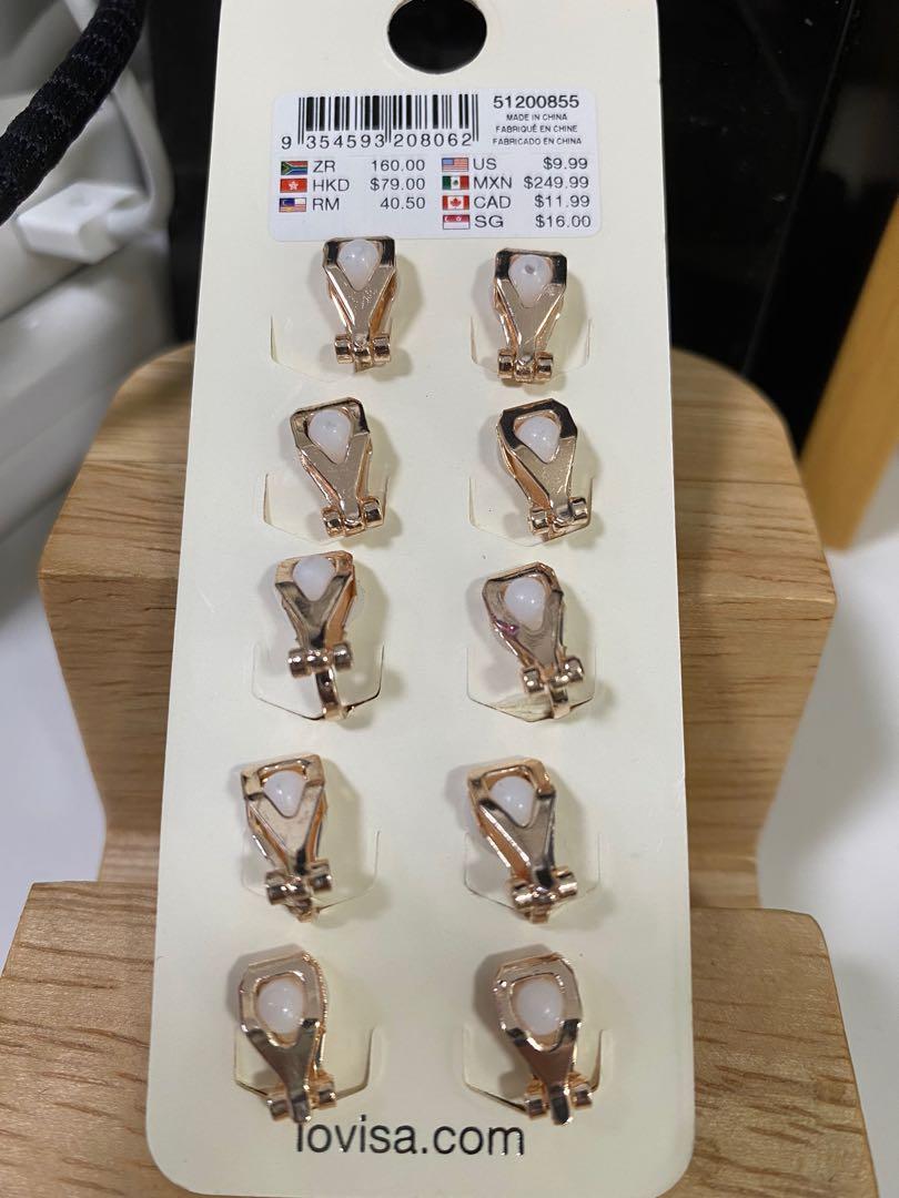 全新Lovisa clip on 夾耳環免釘耳五對, 女裝, 飾物及配件, 耳環- Carousell