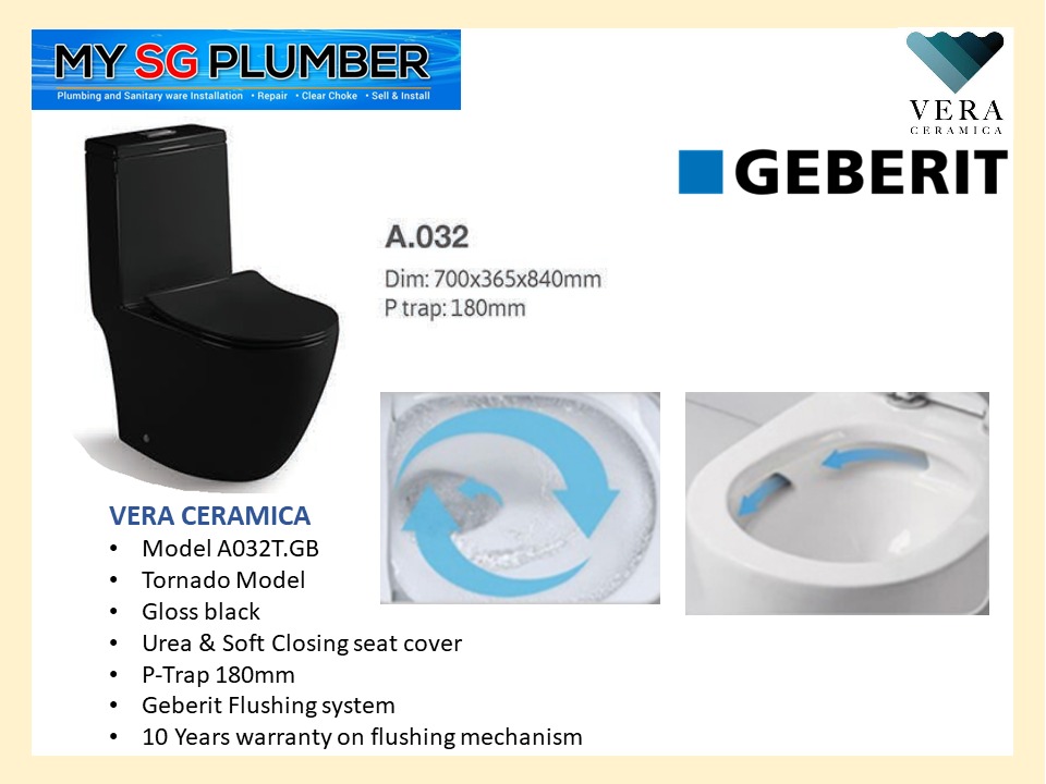 VERA CERAMICA BLACK / MATTE BLACK TOILET BOWL WASHDOWN , RIMLESS