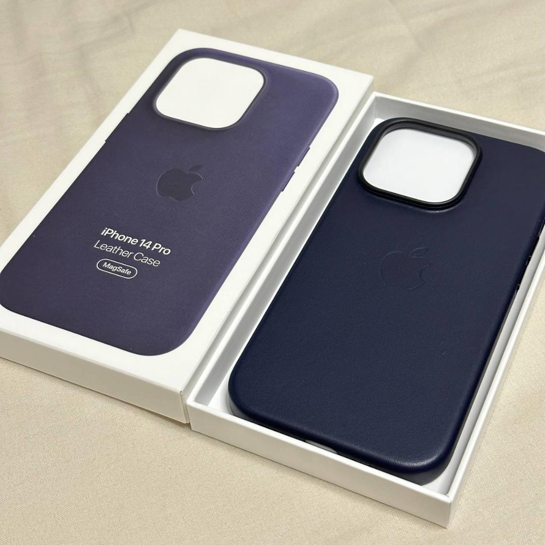 99% iPhone 14 Pro MagSafe 皮革護殼墨水色Leather Case Ink 官方皮套