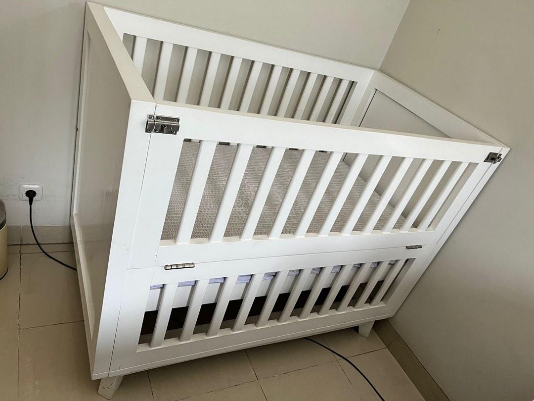 Baby Crib White Teak Wood/ Kayu Jati Kids Day Bed, Bayi & Anak, Ranjang