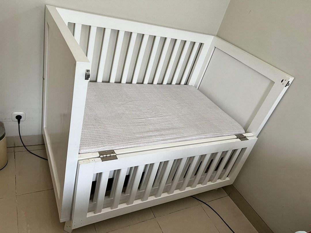 Baby Crib White Teak Wood/ Kayu Jati Kids Day Bed, Bayi & Anak, Ranjang