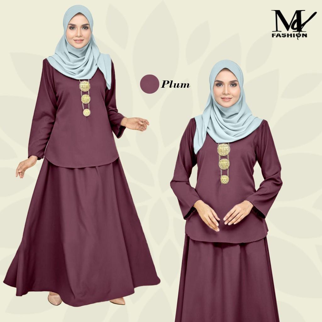 baju kurung mini modern skirt kain kembang flowy maroon burgundy plum olive soft dusty light green hijau lembut muda plain kosong simple murah cantik pengapit bridesmaid raya preloved for sale untuk d...