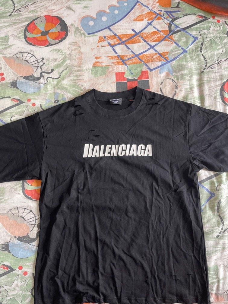 Balenciaga logo-print Distressed T-Shirt - Black