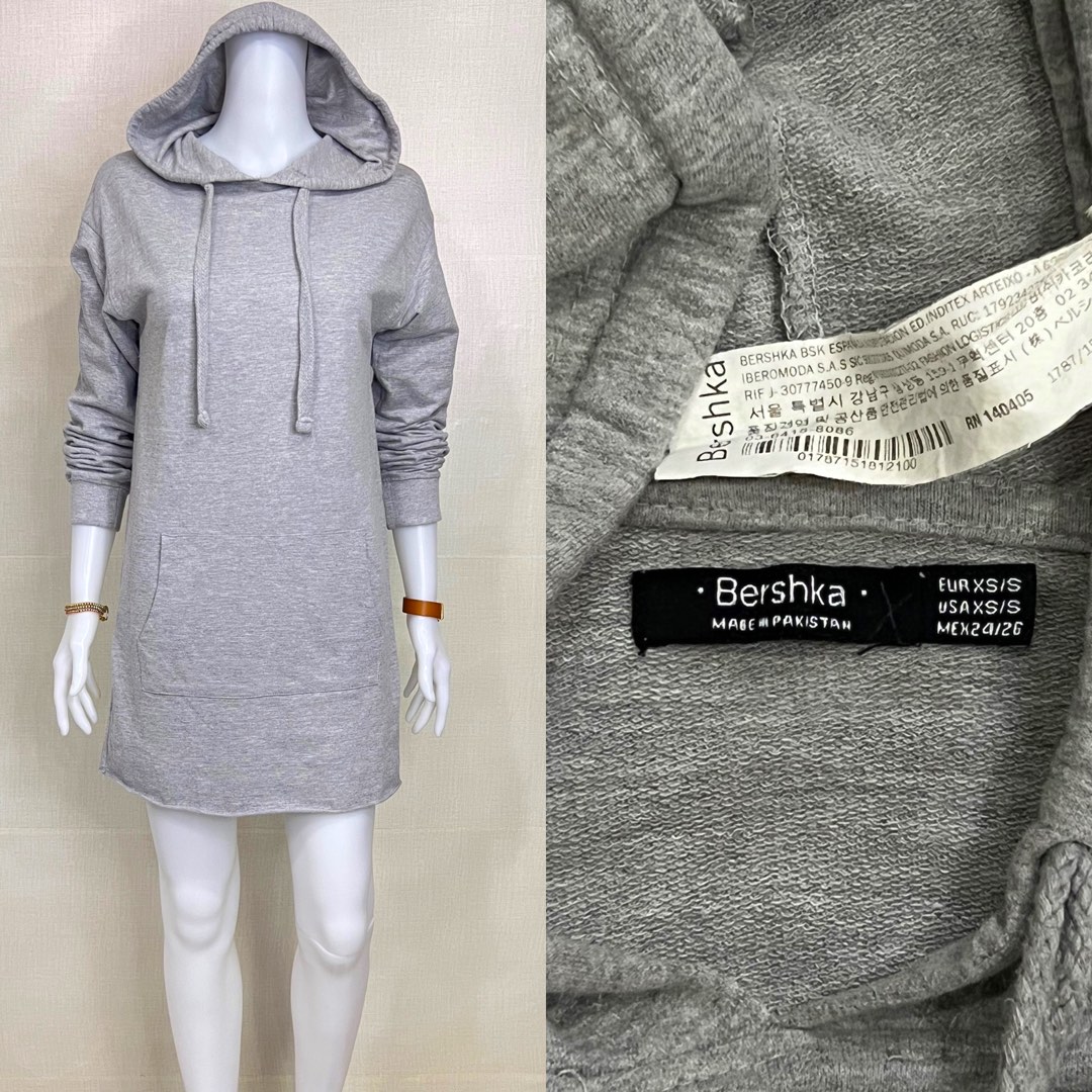 Bershka Gray Hoodie Dress, Women's 