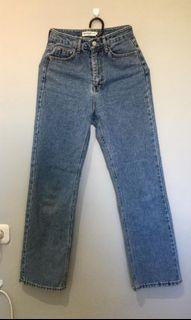 Blue straight korean jeans, by freshmore ain | mom jeans