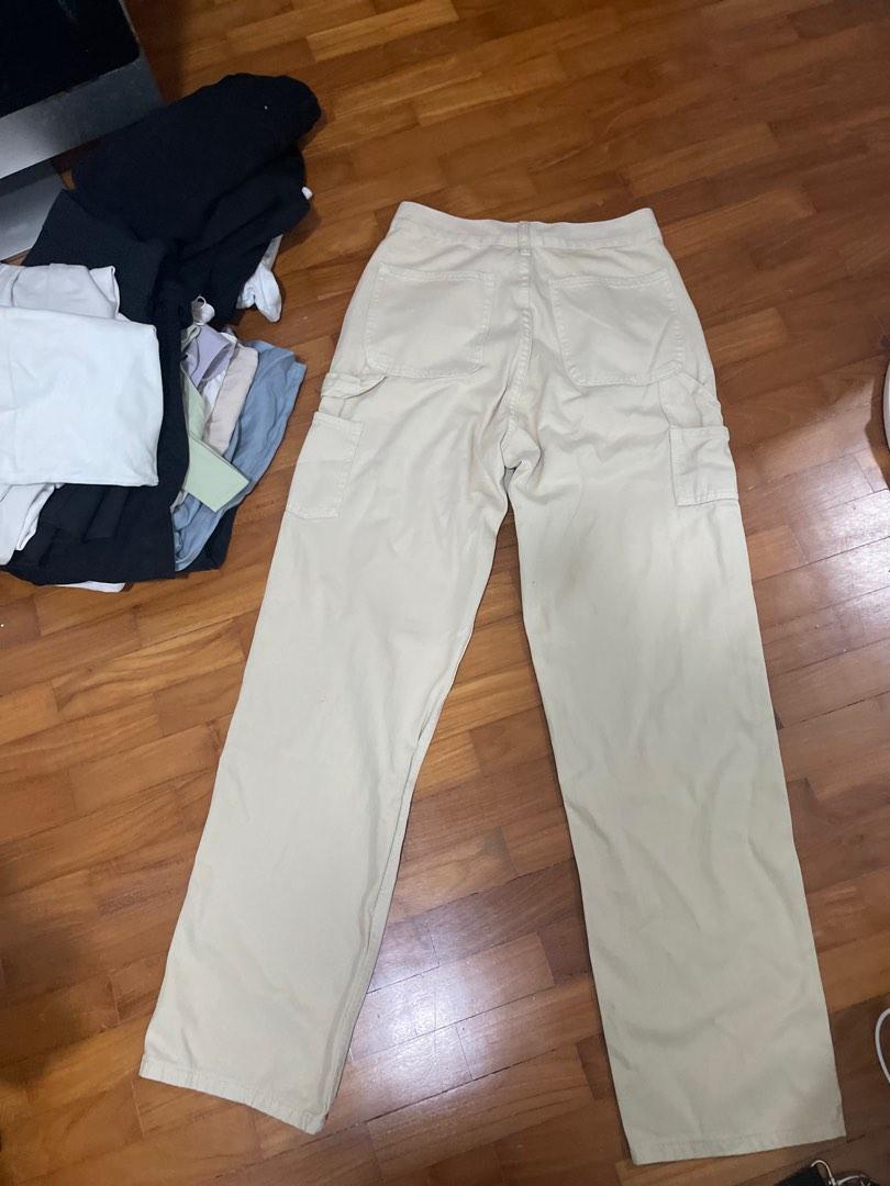 Brandy Melville Tammy cargo pants culottes in cream beige, Women's