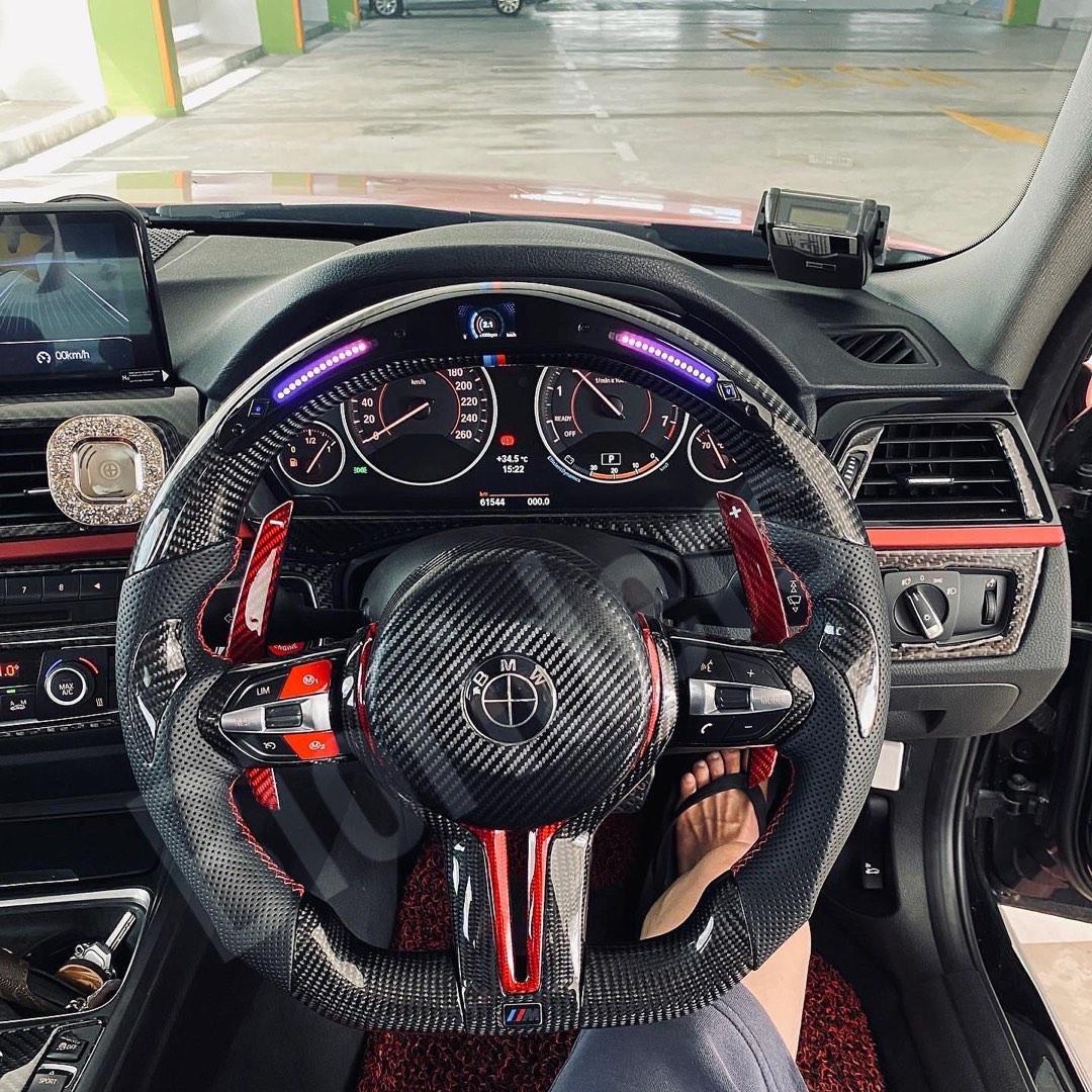 Flat Bottom Carbon Fiber Racing Steering Wheel 13.8"/350mm