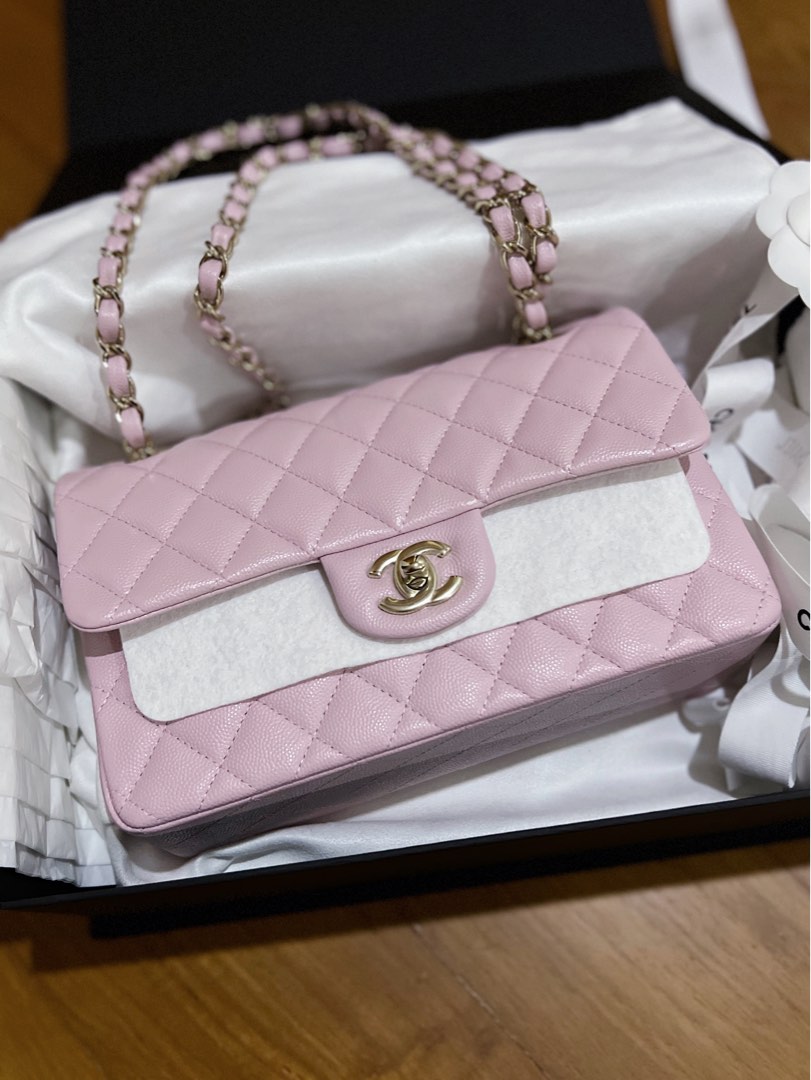 Chanel 21S Classic Small Pink caviar, Luxury, Bags & Wallets on Carousell