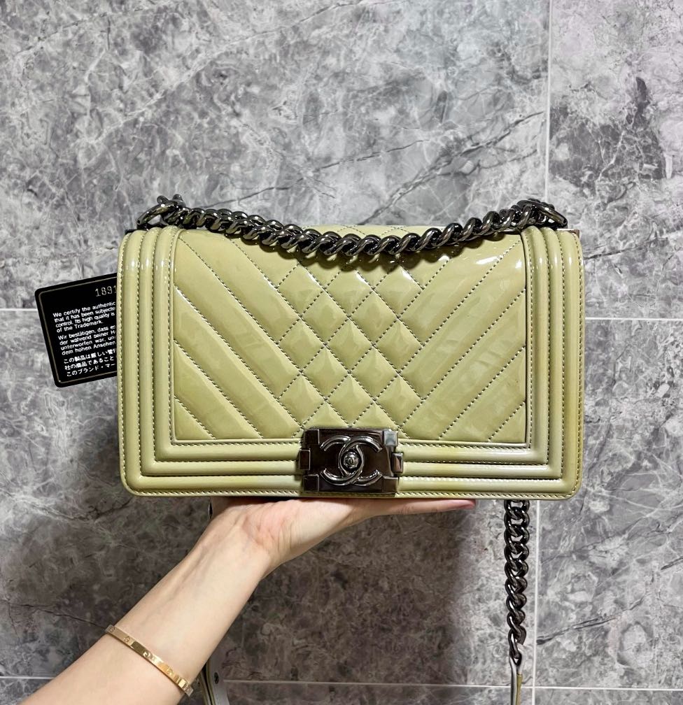 Chanel Le Boy Old Medium Patent Leather No 18, Luxury, Bags & Wallets