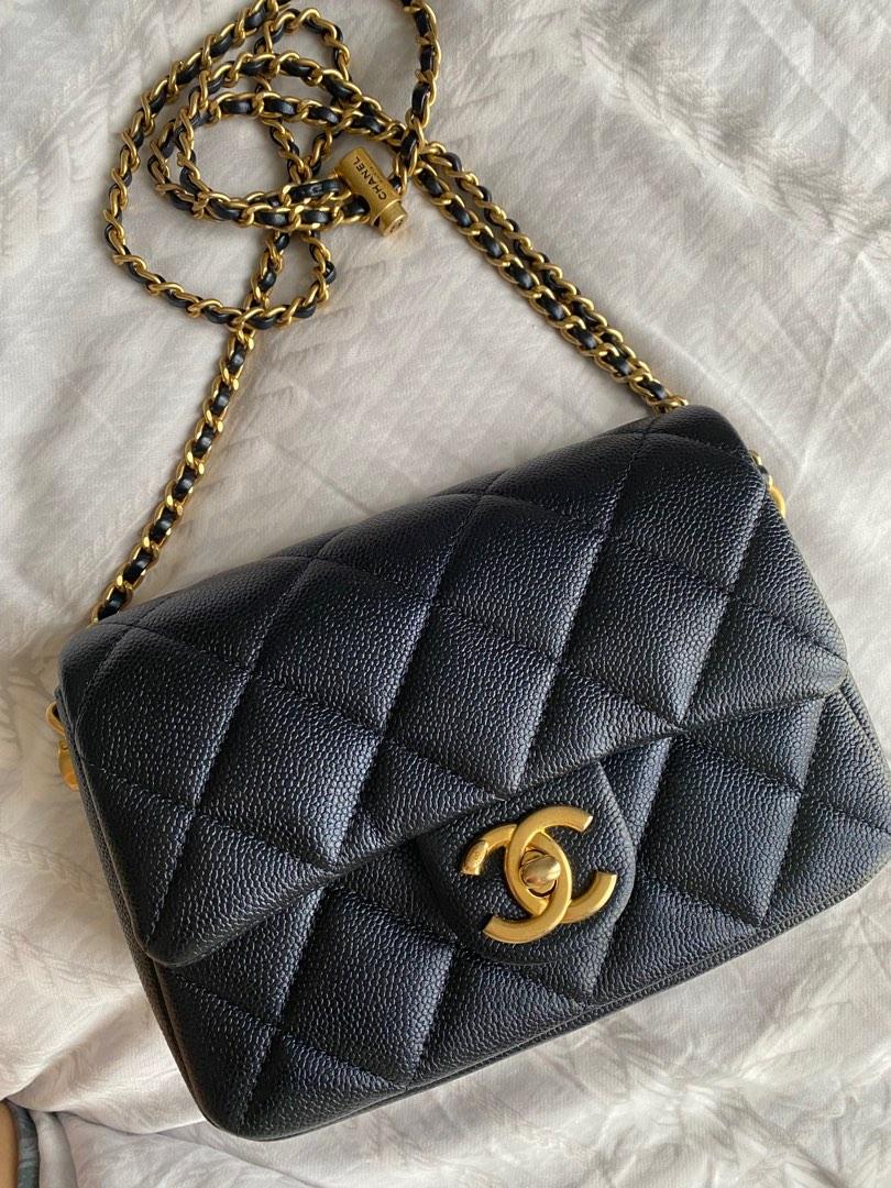 Chanel 21K Perfect Mini Flap Bag in Iridescent Black (Midnight ...