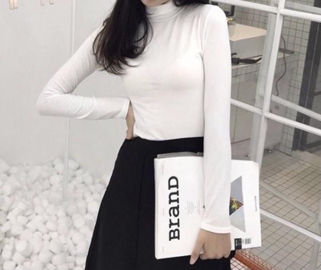 White lace turtleneck best sale blouse
