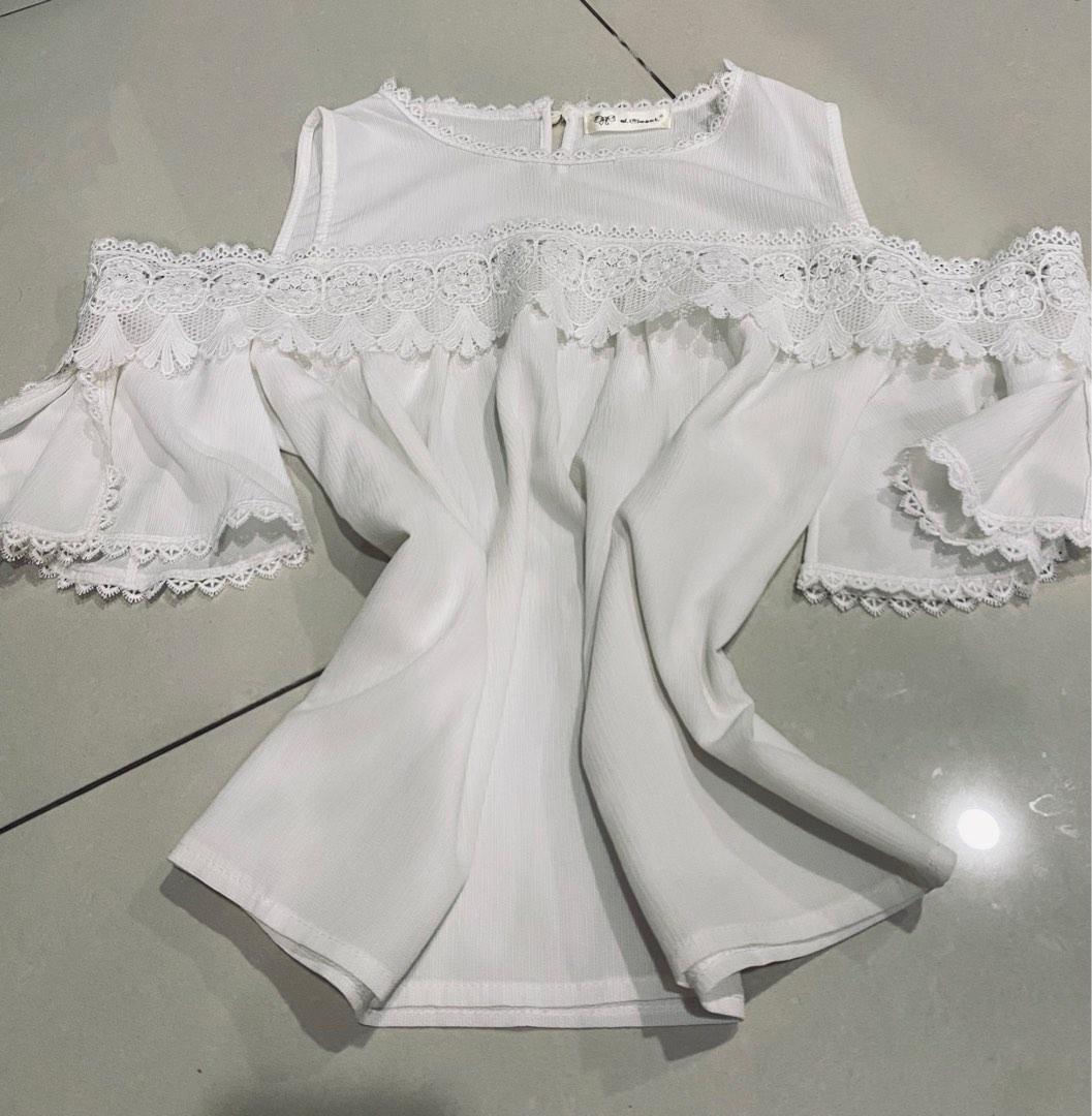 White lace turtleneck top