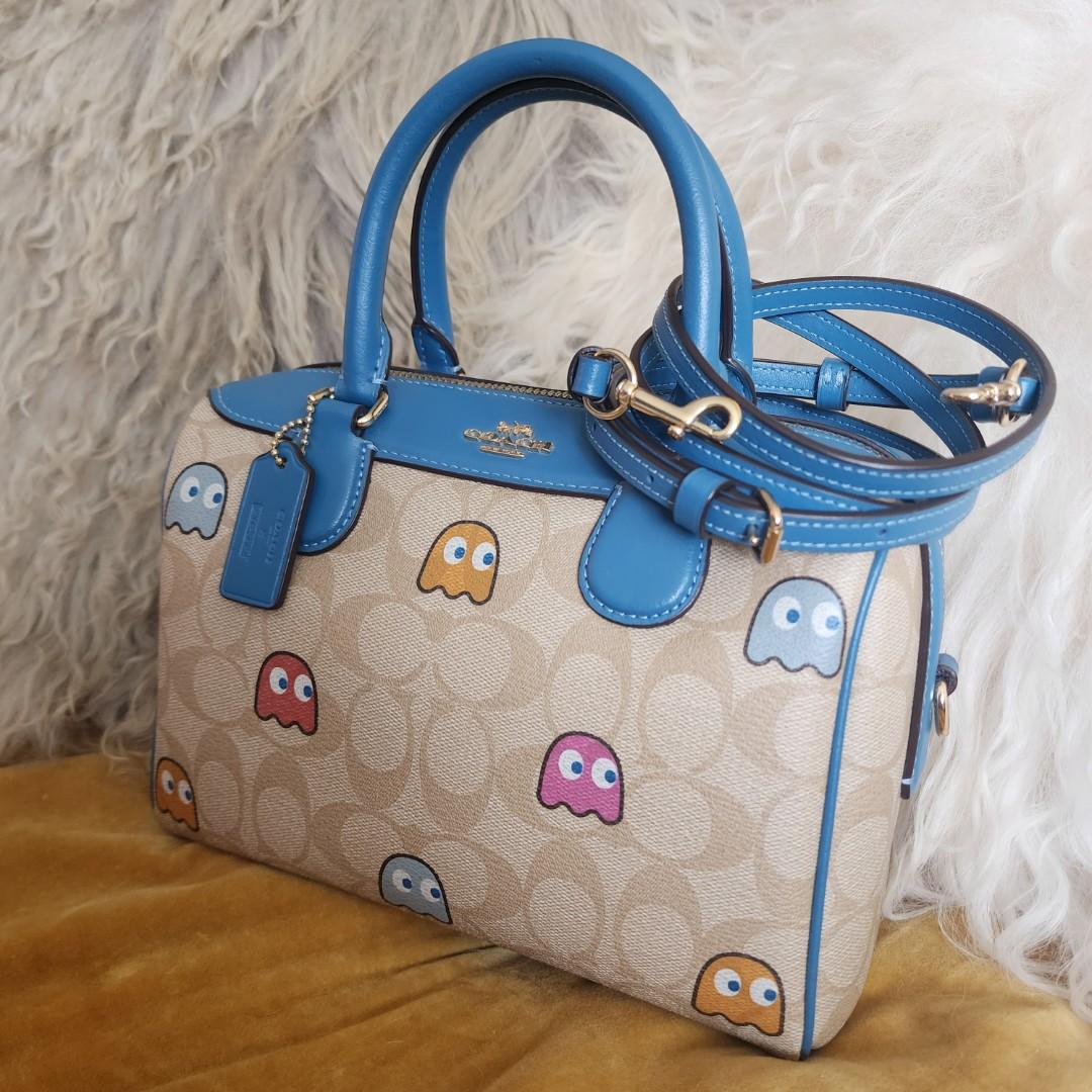 Coach Pac Man Ghost Print Light Khaki Mini Bennett Satchel in Signature Canvas with Fabric Interior Luxury Bags Wallets on Carousell