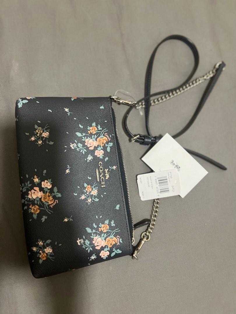 Coach Zip Top Crossbody With Rose Bouquet Print Midnight Multi Dark Blue 91758