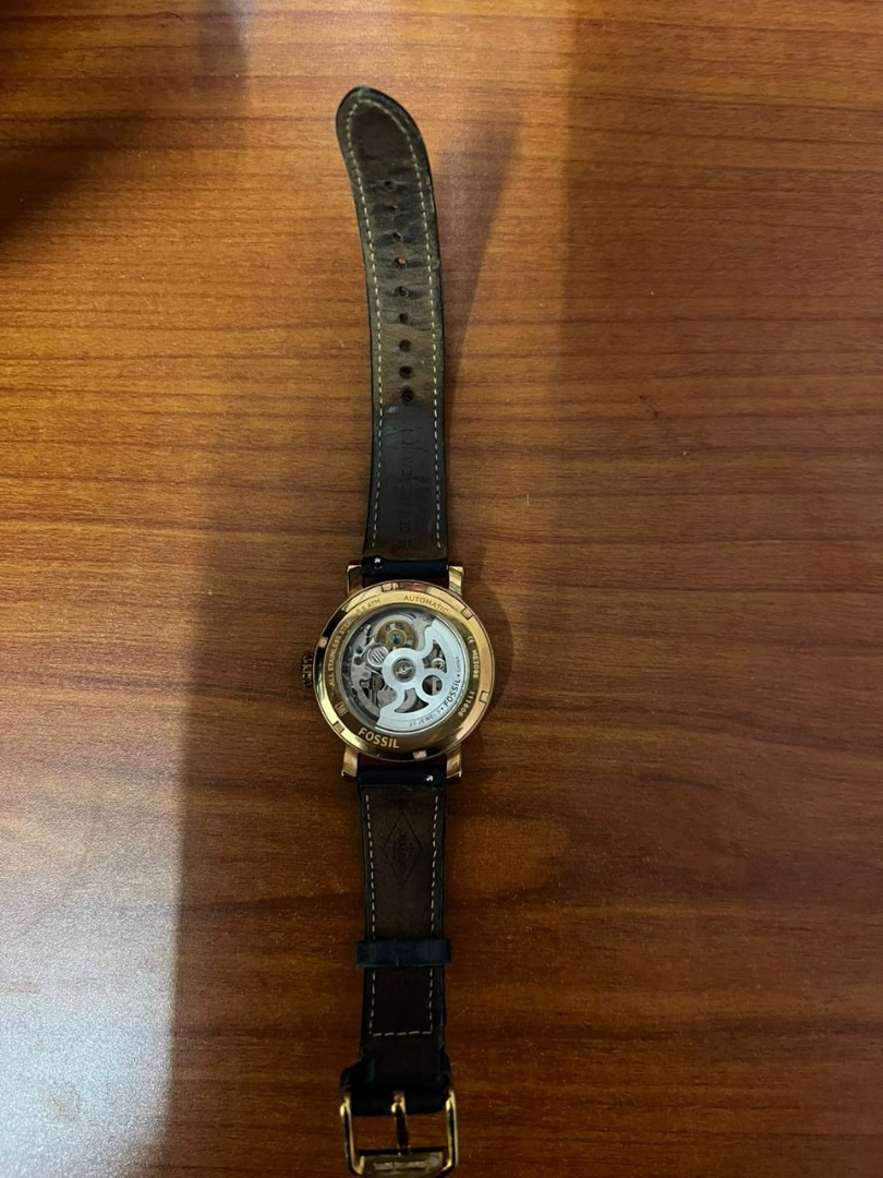 Fossil ME3086 Women Original Boyfriend Automatic Navy Leather
