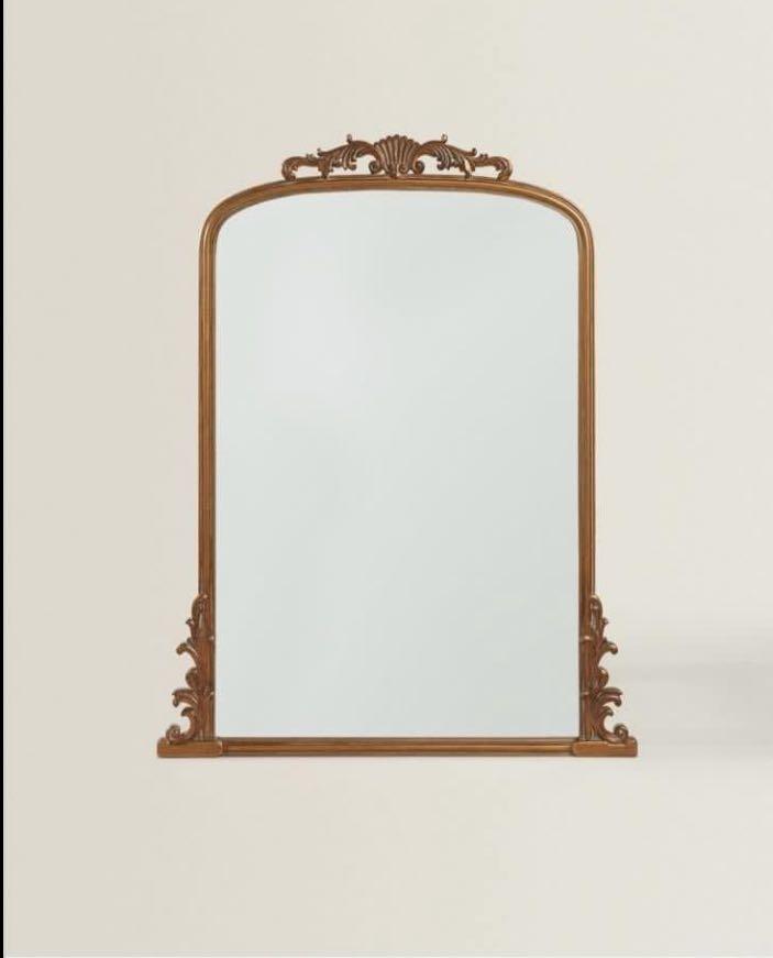 Golden Wooden Frame Mirror, Furniture & Home Living, Home Decor