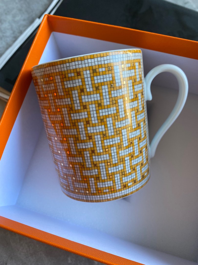 Hermes Mosaique au 24 gold mug, Furniture & Home Living, Kitchenware