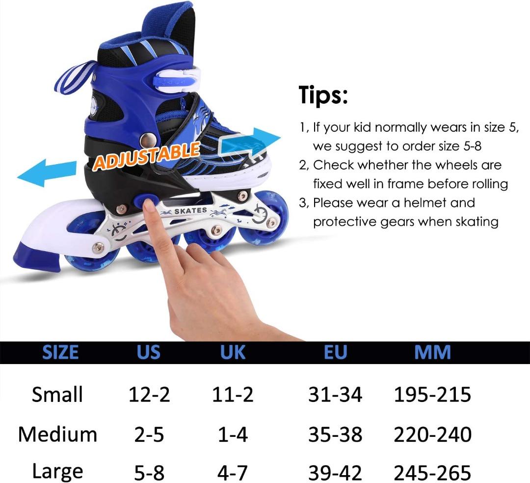 Hikole Adjustable Inline Skates for Kids and Adults, 3 Sizes with Fully