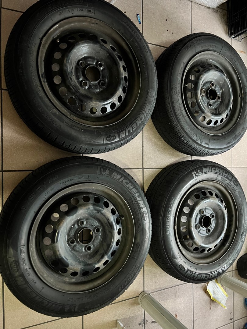 Honda Brio 14s OEM steel rims, Car Parts & Accessories, Mags and Tires