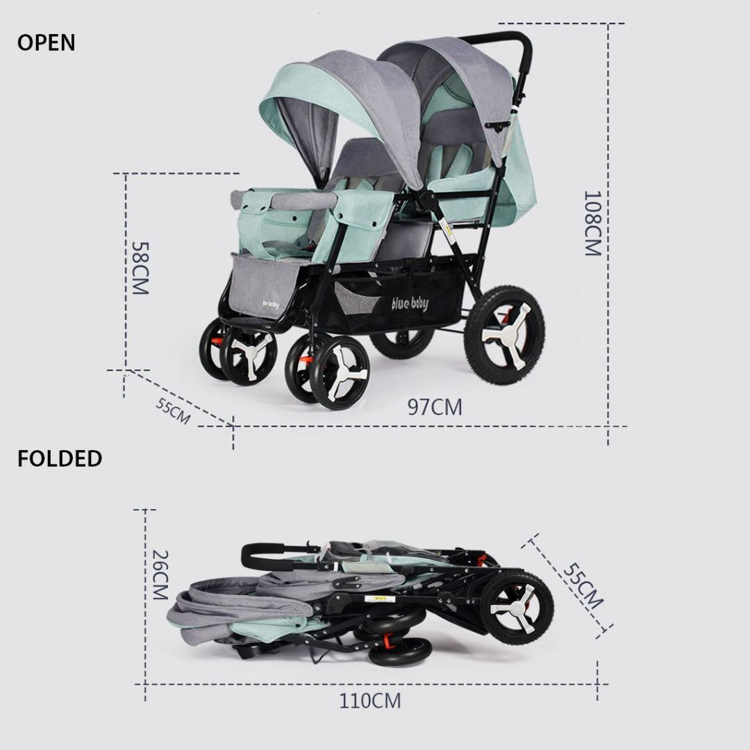 [iDS] 9.5kg Reclining Twin Stroller Double Stroller Dual Stroller Front