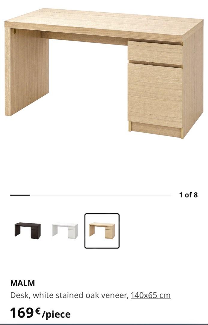 Malm desk white on sale stained oak veneer
